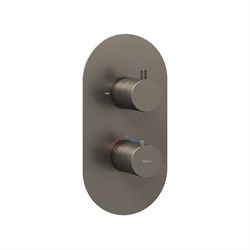 RAVAK Смеситель скрытого монтажа термостатический Espirit ES 063.20GB.O2.RB07C, с переключателем ванна/душ, для R-box, брашированный графит X070323