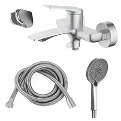 AZARIO Смеситель для ванны Ларсис ручным душем, керамический картридж, шланг 150 см, сатин (AZ-K3049BN) AZ-K3049BN