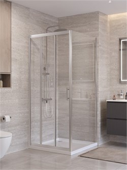 BELBAGNO Uno-195 Душевой уголок квадратный размер 90x90 см, двери раздвижные, профиль - сатин / стекло - прозрачное UNO-195-AF-31-90-C-IN