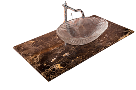 ARMADIART Столешница мрамор 101см  Emperador Dark  для раковин хрусталь, LV204 ARMADIART-857-101-ED LV204