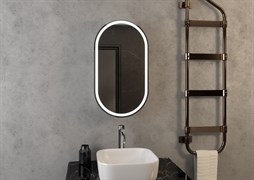 CONTINENT Зеркало-шкаф ELMAGE 450х800 черный со светодиодной подсветкой