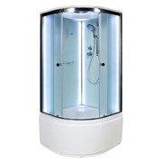 DETO Душевая кабина D90S LED, размер 90x90 см, профиль глянцевый хром, стекло матовое D90SLED