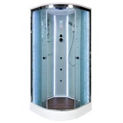 DETO Душевая кабина EM1580 LED с гидромассажем, размер 80x80 см, профиль глянцевый хром, стекло с узором EM1580LED+GM