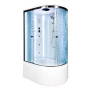DETO Душевая кабина EM4512L LED с гидромассажем, размер 120x80 см, профиль глянцевый хром, стекло с узором EM4512LLED+GM
