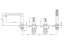 BELBAGNO Uno Смеситель на борт ванны с ручным выдвижным душем, хром UNO-BVD4-CRM