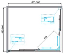 BELBAGNO Due Душевой уголок квадратный, размер 90х90 см, двери раздвижные, стекло 5 мм