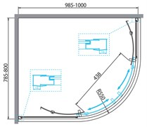 BELBAGNO Due Душевой уголок полукруглый-ассиметричный, размер 100х80 см, двери раздвижные, стекло 5 мм