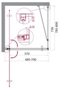 BELBAGNO Marmi Душевой уголок прямоугольный, размер 70х80 см, двери распашные, стекло 8 мм