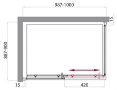 BELBAGNO Uno Душевой уголок прямоугольный, размер 100х90 см, двери раздвижные, стекло 5 мм