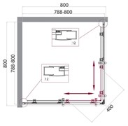 BELBAGNO Uno-195 Душевой уголок квадратный, размер 80х80 см, двери раздвижные, стекло 5 мм