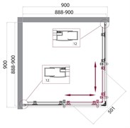 BELBAGNO Uno-195 Душевой уголок квадратный, размер 90х90 см, двери раздвижные, стекло 5 мм