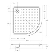 CEZARES Акриловый поддон TRAY-A-R-100-550-15-W0 полукруглый, размер 100х100 см, высота 15 см, цвет белый