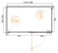 CEZARES Bellagio Душевой уголок прямоугольный двери распашные, профиль - черный / стекло - прозрачное, размер 140х80 см, стекло 8 мм