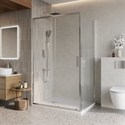 BELBAGNO Luce Душевой уголок прямоугольный размер 100x90 см профиль - хром / стекло - прозрачное, двери раздвижные, стекло 6 мм