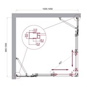 BELBAGNO Luce Душевой уголок прямоугольный размер 105x100 см профиль - хром / стекло - прозрачное, двери раздвижные, стекло 6 мм