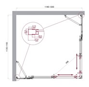 BELBAGNO Luce Душевой уголок прямоугольный размер 120x115 см профиль - хром / стекло - прозрачное, двери раздвижные, стекло 6 мм