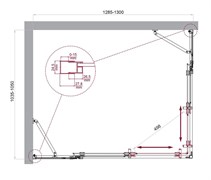 BELBAGNO Luce Душевой уголок прямоугольный размер 130x105 см профиль - хром / стекло - прозрачное, двери раздвижные, стекло 6 мм