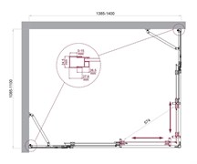 BELBAGNO Luce Душевой уголок прямоугольный размер 140x110 см профиль - хром / стекло - прозрачное, двери раздвижные, стекло 6 мм