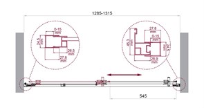 BELBAGNO Luce Душевая дверь в нишу ширина 130 см профиль - хром / стекло - прозрачное, двери раздвижные, стекло 6 мм LUCE-BF-1-130-C-Cr