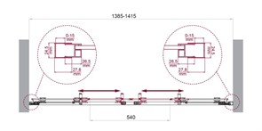 BELBAGNO Luce Душевая дверь в нишу ширина 140 см профиль - хром / стекло - прозрачное, двери раздвижные, стекло 6 мм