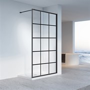 VECONI Душевая перегородка Korato KR-80, 1200x2000, черный, стекло прозрачное