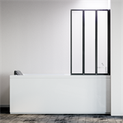 VECONI Шторка складная правая на ванну Palau PL-73BR, 900x1500, черный, стекло прозрачное PL73BR-90-01-19C4