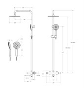 CEZARES Stylus Душевая стойка со смесителем и изливом, хром