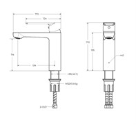 CEZARES Stylus Смеситель для раковины однорычажный с донным клапаном, черный матовый STYLUS-LS-NOP