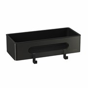 LEMARK Shelf Line Полка для душа прямая из нержавеющей стали с крючками, черный