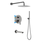AQUATEK БЕТТА Set 4 в 1 Душевой комплект, шлиф. черный хром AQ1173BGM