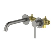 AQUATEK ЕВРОПА Смеситель для раковины настенный 2 отв. (внешняя и скрытая часть), шлиф. черный хром AQ1313BGM