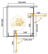 CEZARES Slider Душевой уголок квадратный размер 70x70 см, профиль - брашированное золото / стекло - бронза, двери Распашная SLIDER-A-2-70/80-BR-BORO