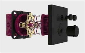 AQUAme Встраиваемый термостат с регулировкой напора на 2 потр., черный матовый AQM8801MB