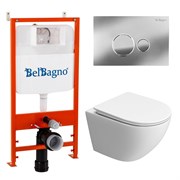 BELBAGNO Комплект 3 в 1 Унитаз подвесной с сиденьем BelBagno UNO-TOR BB5177CH-TOR/SC + Система инсталляции 2 в 1 BelBagno BB026/BB081CR BB5177CH-TOR/SC/BB026/BB081CR