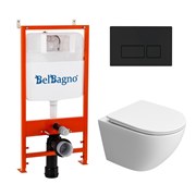 BELBAGNO Комплект 3 в 1 Унитаз подвесной с сиденьем BelBagno UNO-TOR BB5177CH-TOR/SC + Система инсталляции 2 в 1 BelBagno BB026/BB044NERO BB5177CH-TOR/SC/BB026/BB044NERO