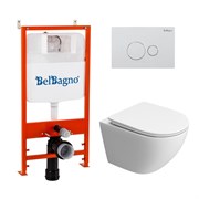 BELBAGNO Комплект 3 в 1 Унитаз подвесной с сиденьем BelBagno UNO-TOR BB5177CH-TOR/SC + Система инсталляции 2 в 1 BelBagno BB026/BB082BL BB5177CH-TOR/SC/BB026/BB082BL