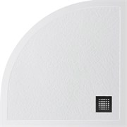 BELBAGNO Uno Поддон полукруглый из искусственного мрамора в комплекте с сифоном с чёрной матовой декоративной накладкой, размер 80x80 см TRAY-MR-UNO-R-80-550-35-W-NO