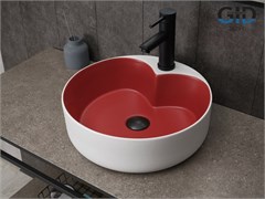 GID Раковина N9013LS 52237 накладная красная матовая / белый графит 40x40x13 GID-52237