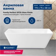 AQUANET Family Ванна акриловая асимметричная отдельностоящая / пристенная размер 170x75 см, цвет белый AQUANET-13775-GW