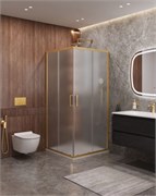 CEZARES Molveno Душевой уголок квадратный размер 90x90 см двери раздвижные профиль - брашированное золото / стекло - матовое MOLVENO-A-2-90-P-BORO