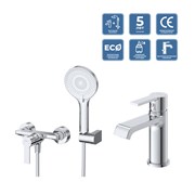BELBAGNO Aurora Комплект смесителей для ванной - смеситель для душа и смеситель для раковины, хром AURORA-ESDM/LVM-CRM