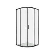 AQUATEK Душевой уголок 1/4 круга, двери раздвижные, 200x100x100 см, профиль черный матовый, стекло прозрачное, закаленное AQ.RO.100.1BL