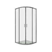 AQUATEK Душевой уголок 1/4 круга, двери раздвижные, 200x100x100 см, профиль оружейная сталь, стекло прозрачное, закаленное AQ.RO.100.1GM