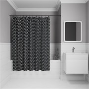 IDDIS Штора для ванной, 200x180 см, Полиэстер, (BB02P18i11) ,цвет черный | белый BB02P18i11