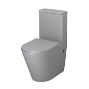 GROSSMAN Унитаз напольный Color GR-4480GLMS (620х365х810) безободковый,светло-серый матовый с тонкой крышкой,микролифт,2 места GR-4480GLMS