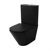 GROSSMAN Унитаз напольный GR-4450BMSQ (605х380х825) безободковый,черный матовый с тонкой крышкой,микролифт,смыв торнадо,2 места GR-4450BMSQ