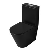 GROSSMAN Унитаз напольный GR-4458BMSQ (640х360х835) безободковый,черный матовый с тонкой крышкой,микролифт,смыв торнадо,2 места GR-4458BMSQ