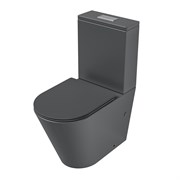 GROSSMAN Унитаз напольный GR-4458GMSQ (640х360х835) безободковый,серый матовый с тонкой крышкой,микролифт,смыв торнадо,2 места GR-4458GMSQ