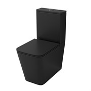 GROSSMAN Унитаз напольный GR-4418BMSQ (610х365х825) безободковый,черный матовый с тонкой крышкой,смыв торнадо,2 места GR-4418BMSQ