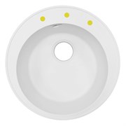 AZARIO Кухонная мойка Sivas 480х480х197 кварцевая, круглая, сифон в комплекте, цвет Белый (CS00097654) CS00097654